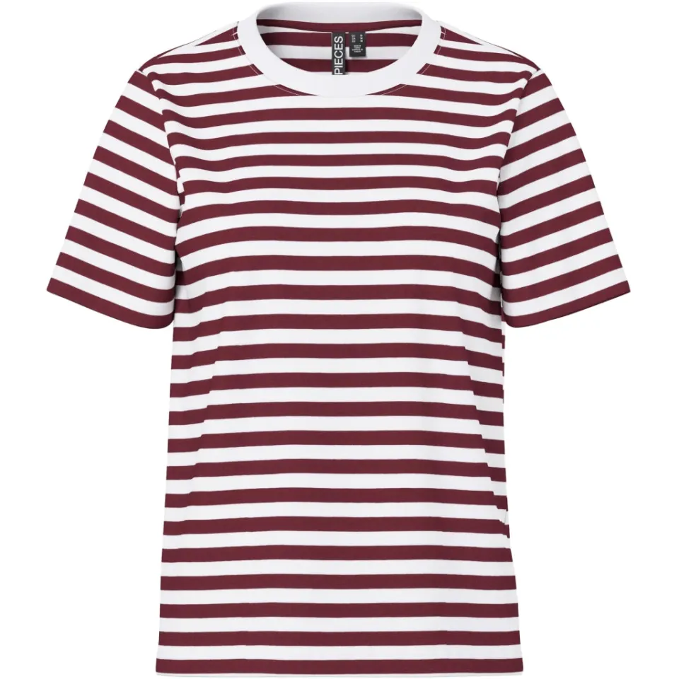 Pieces tee Pcria – Tawny Port BRIGHT WHITE — produktfoto