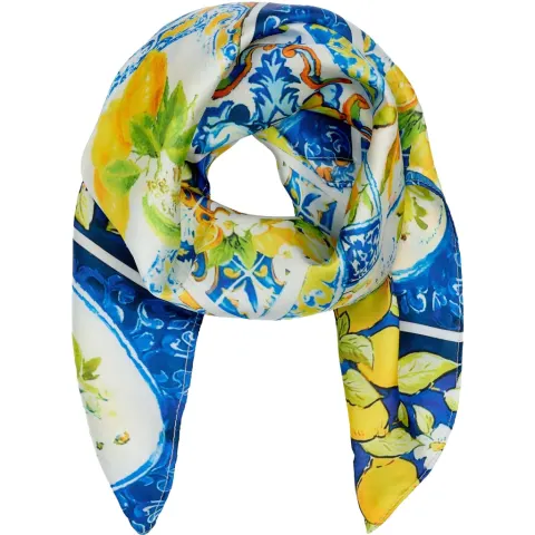 Marta du Château tørklæde MdcJuline FA-Scarf – Blue/Yellow3925 — produktfoto
