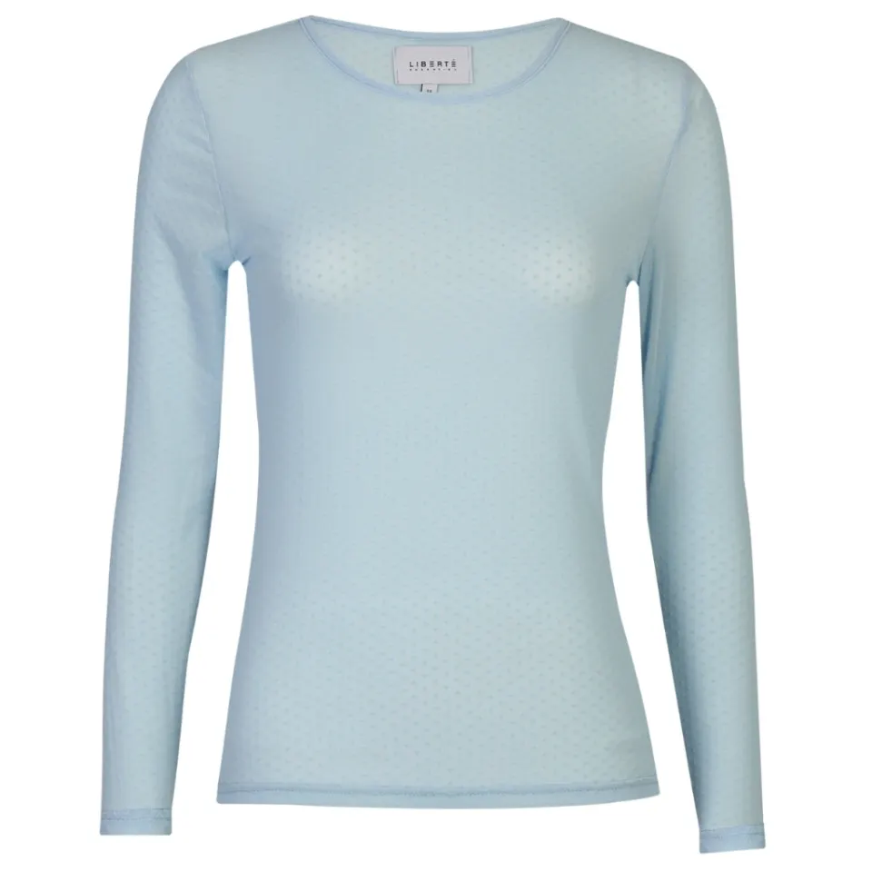Liberté bluse Mesh – LIGHT BLUE SMALL FLOCK DOT — produktfoto