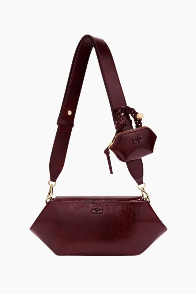 GANNI Bou East/West Deep Shine – Burgundy — produktfoto