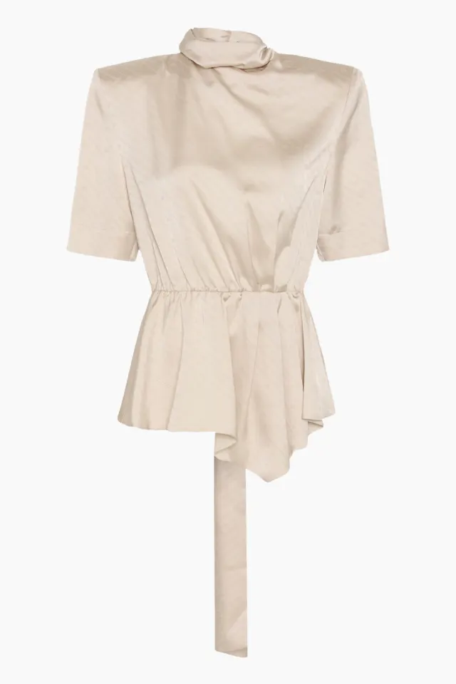 Gestuz BXGteresa SS Blouse - Whitecap Gray – Barbie X Gestuz — produktfoto