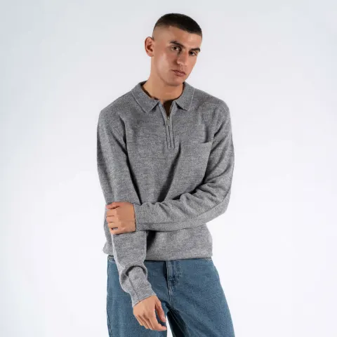 Marcus MAnewman half zip knit – Grå — produktfoto