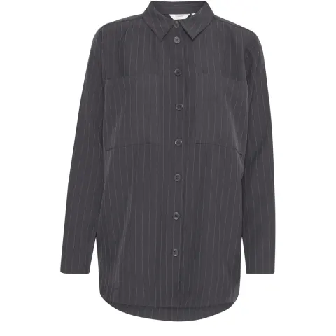 b.young skjorte Bymmidde – Dark Grey Mel. Pinstripe Mix — produktfoto