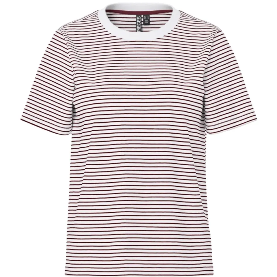 Pieces tee Pcria – Bright White NARROW TAWNY PORT — produktfoto