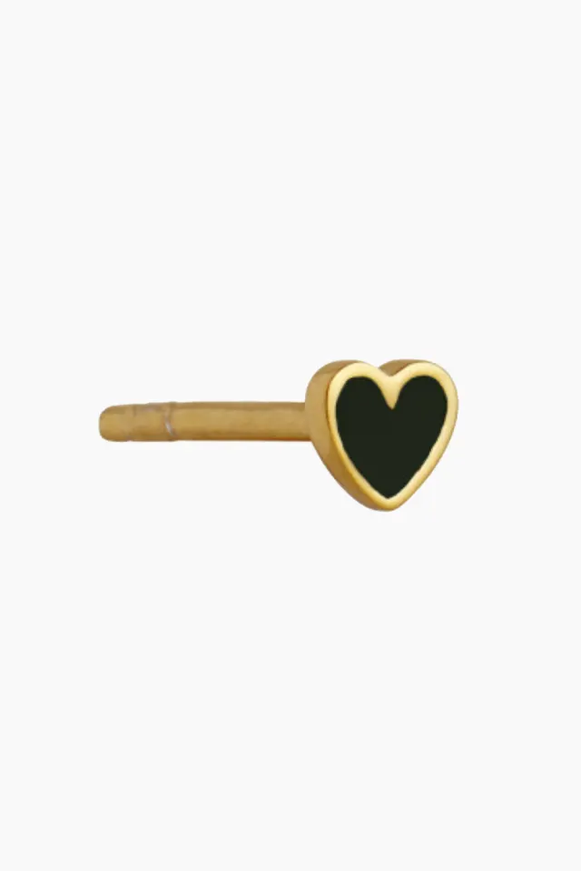 STINE A Petit Love Heart - Black Enamel – guld — produktfoto