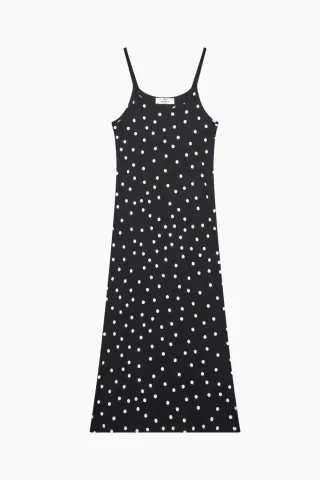 Mads Nørgaard 2x2 Cotton Delkissa Dress AOP – Dot AOP Black — produktfoto