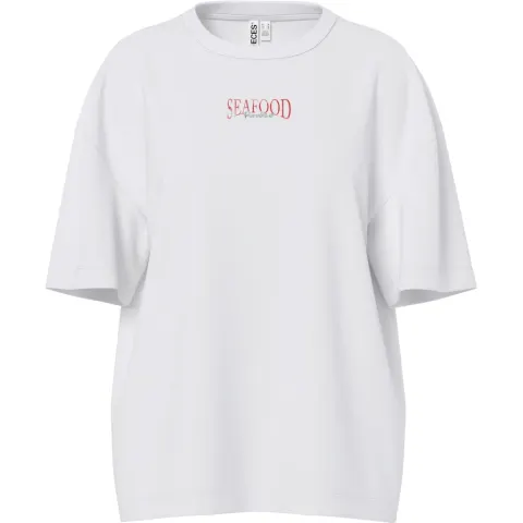 Pieces t-shirt Pcphish – Bright White Seafood Fish — produktfoto