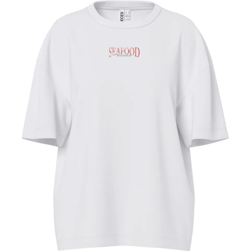 Pieces t-shirt Pcphish – Bright White Seafood Fish — produktfoto