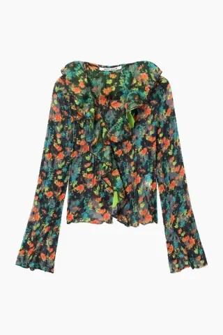 Wood Wood Hannah Chiffon Blouse – Black AOP — produktfoto