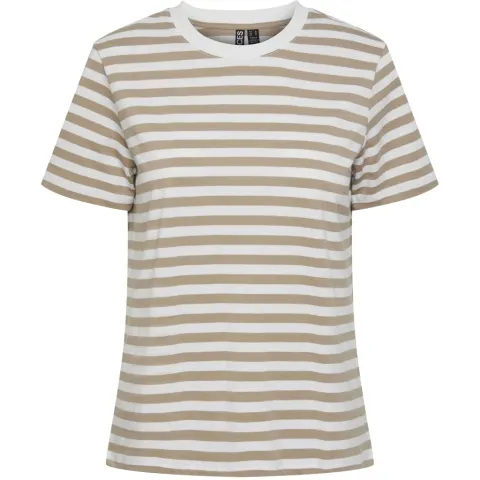 Pieces tee Pcria – Silver Mink BRIGHT WHITE — produktfoto