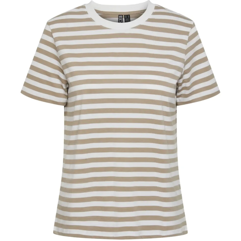 Pieces tee Pcria – Silver Mink BRIGHT WHITE — produktfoto