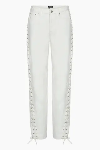 Rotate Loose Fit Laced Jeans – Raw White Denim — produktfoto