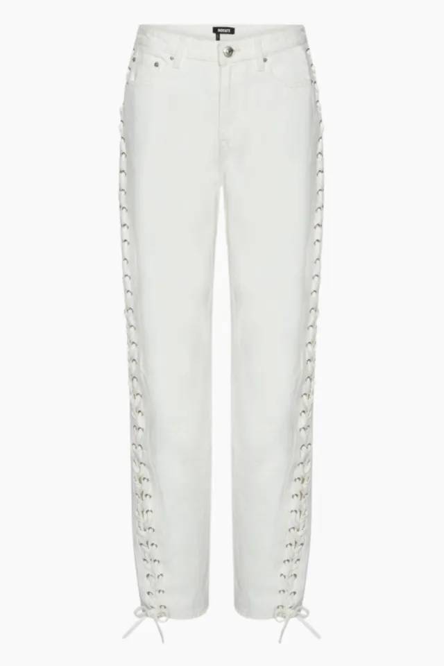 Rotate Loose Fit Laced Jeans – Raw White Denim — produktfoto