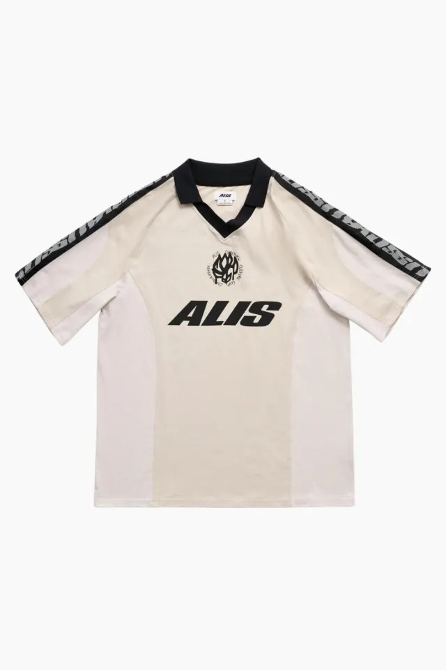 ALIS Alain Polo W/ Graphic & Logoband – Sand/Antartica Off White — produktfoto
