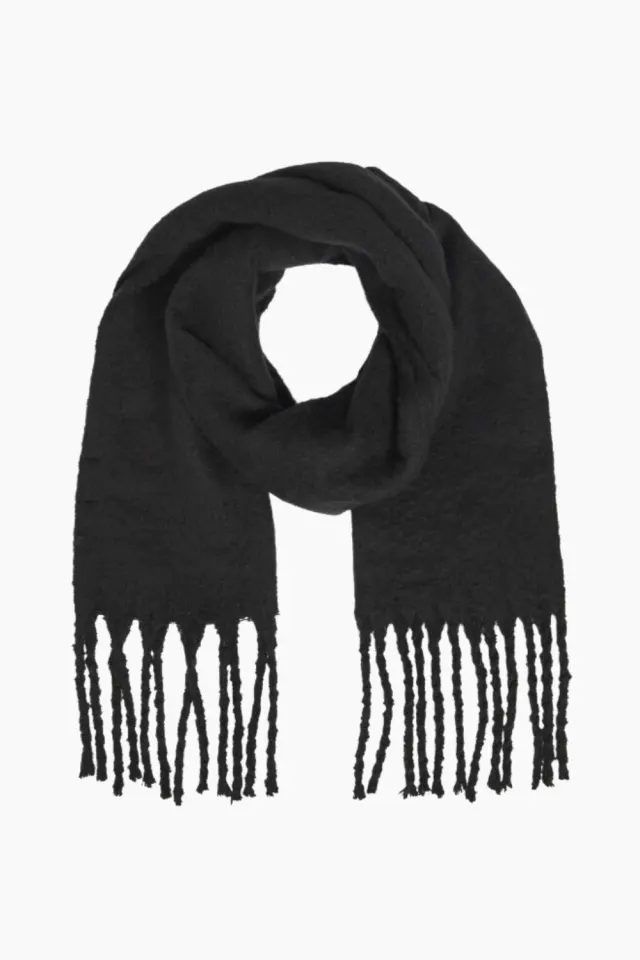 .Object Objmitta Check Scarf Rep - Black – Object — produktfoto
