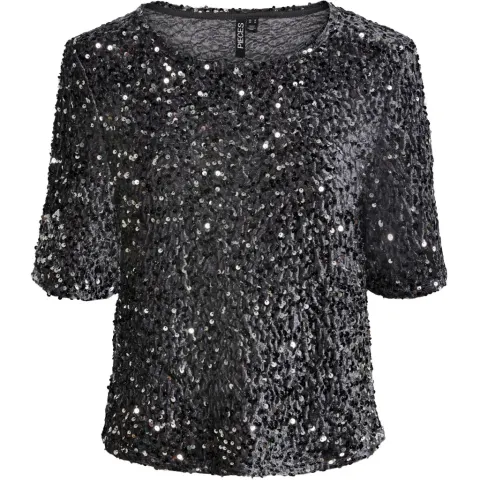 Pieces top Pckam – Magnet Black silver sequins — produktfoto