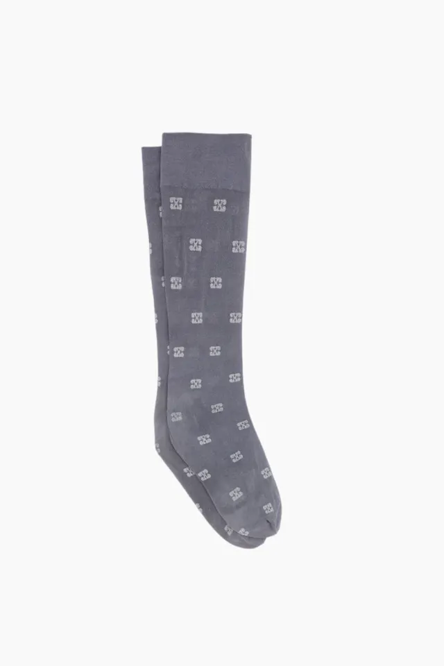 GANNI Butterfly Lace Socks Glitter A6187 – Dark Silver — produktfoto