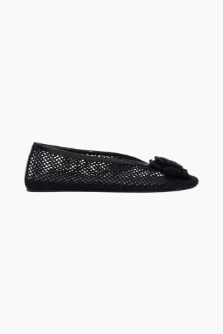 GANNI Jenny Ballerina Mesh Flower B1020190 – sort — produktfoto