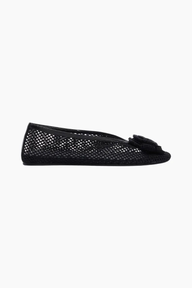 GANNI Jenny Ballerina Mesh Flower B1020190 – sort — produktfoto