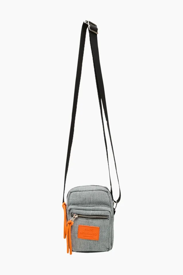 Mads Nørgaard Hickory Stripe Heather Bag – Estate Blue/Cloud Dancer — produktfoto