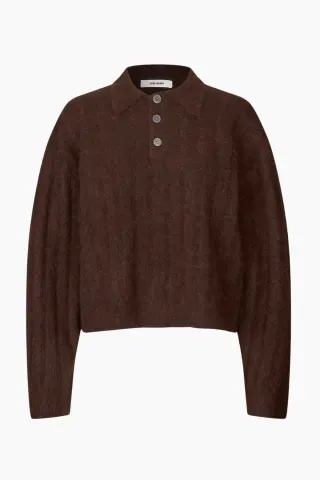 Oval Square Dream Knit Polo – brun — produktfoto