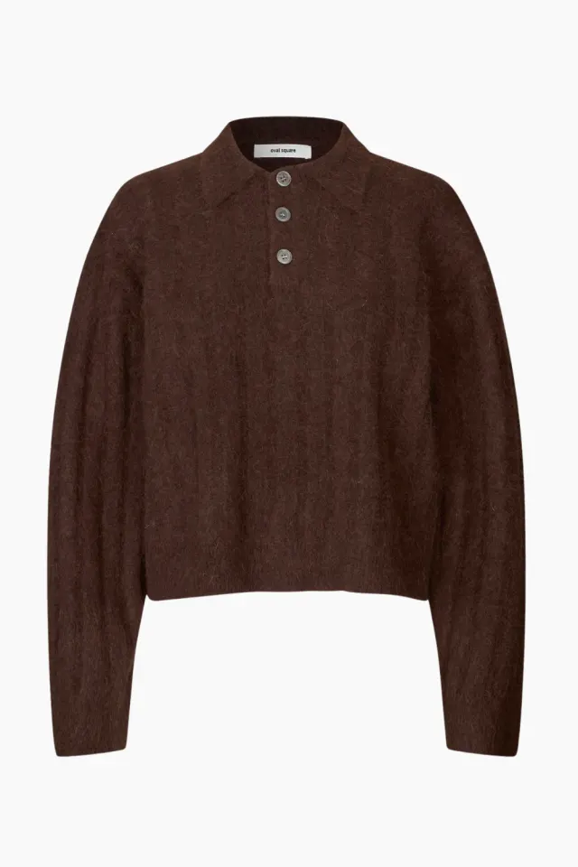 Oval Square Dream Knit Polo – brun — produktfoto