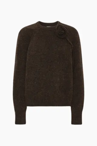 Rotate Knit Flower Jumper – mørkebrun — produktfoto