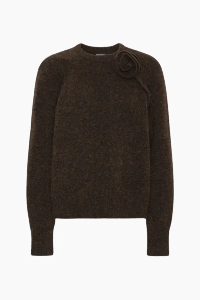 Rotate Knit Flower Jumper – mørkebrun — produktfoto