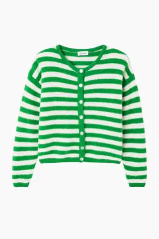 American Vintage Vitow Cardigan – Clover Striped White — produktfoto