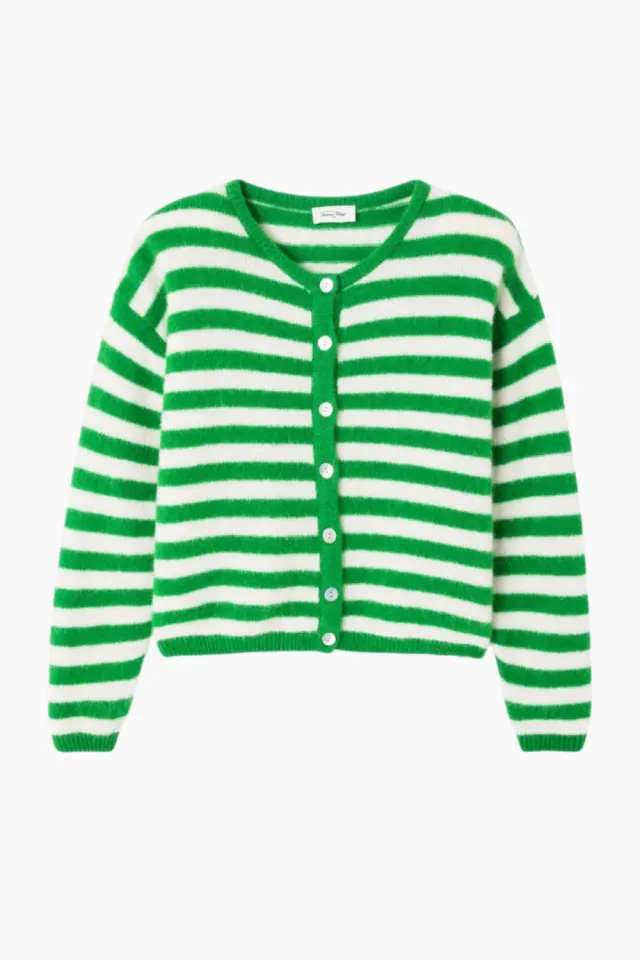 American Vintage Vitow Cardigan – Clover Striped White — produktfoto