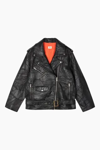 Mads Nørgaard Patch Leather Berline Jacket – sort — produktfoto