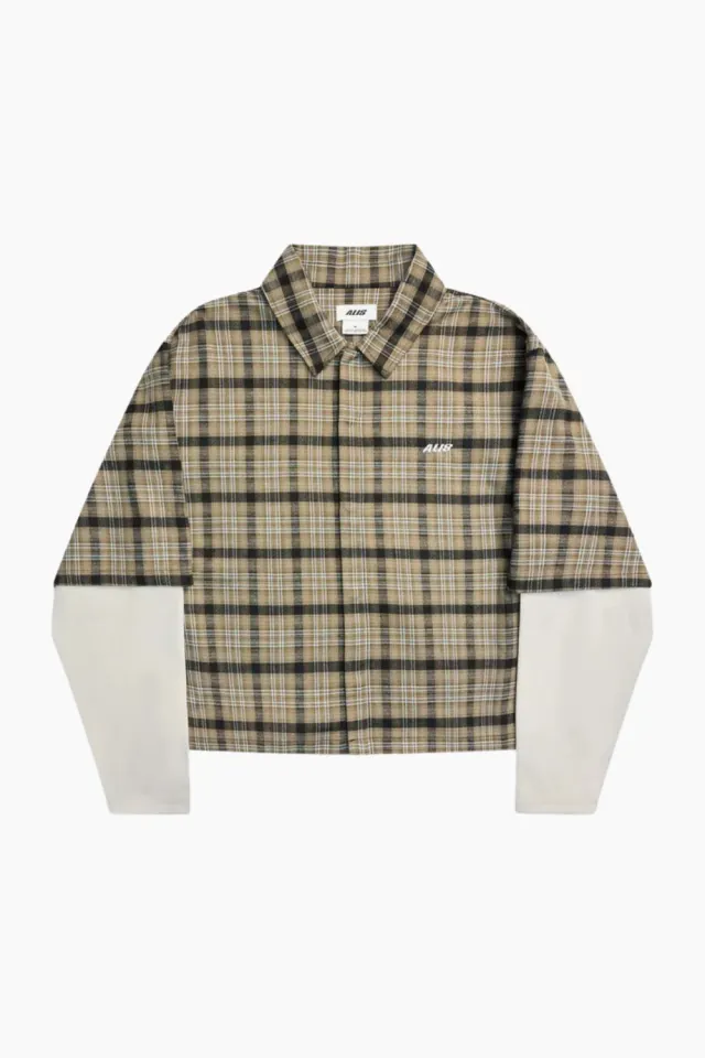 ALIS Tody Double Layered Shirt – Sand/Blue Tartan — produktfoto