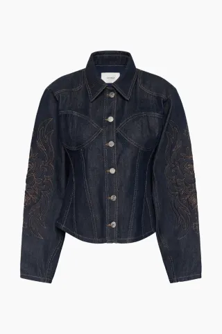 Gestuz GZthenna Waisted Jacket – Dark Blue Unwashed — produktfoto