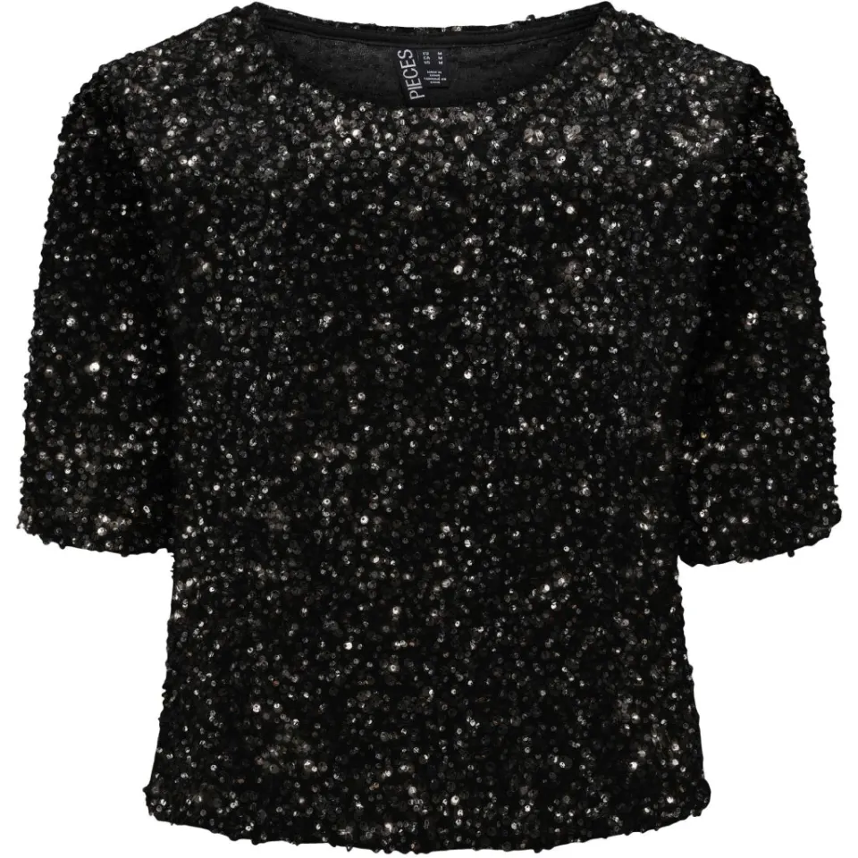 Pieces top Pckam – Black Silver — produktfoto