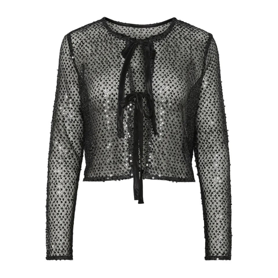 Pieces cardigan Pcrissi – Black Black sequins — produktfoto