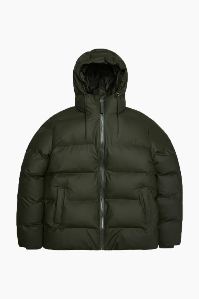 Rains Alta Puffer Jacket W3T3 – grøn — produktfoto