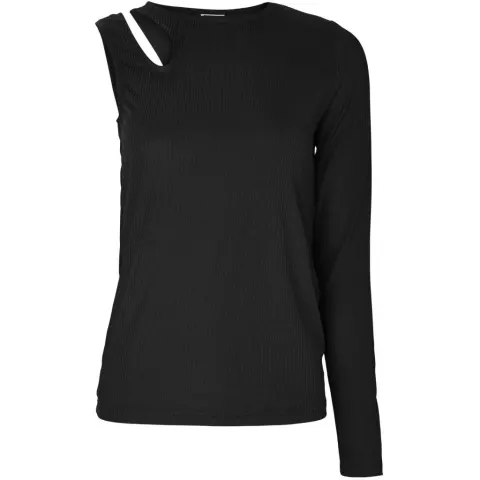 NOISY MAY Nmbuster L/S One-shoulder TOP JRS – sort — produktfoto