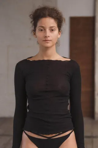 Baserange Pama Long Sleeve Tee Organic Cotton Rib – sort — produktfoto