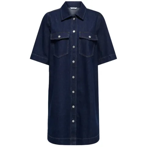 ONLY kjole Onlbelle – Dark Blue Denim Rinse — produktfoto