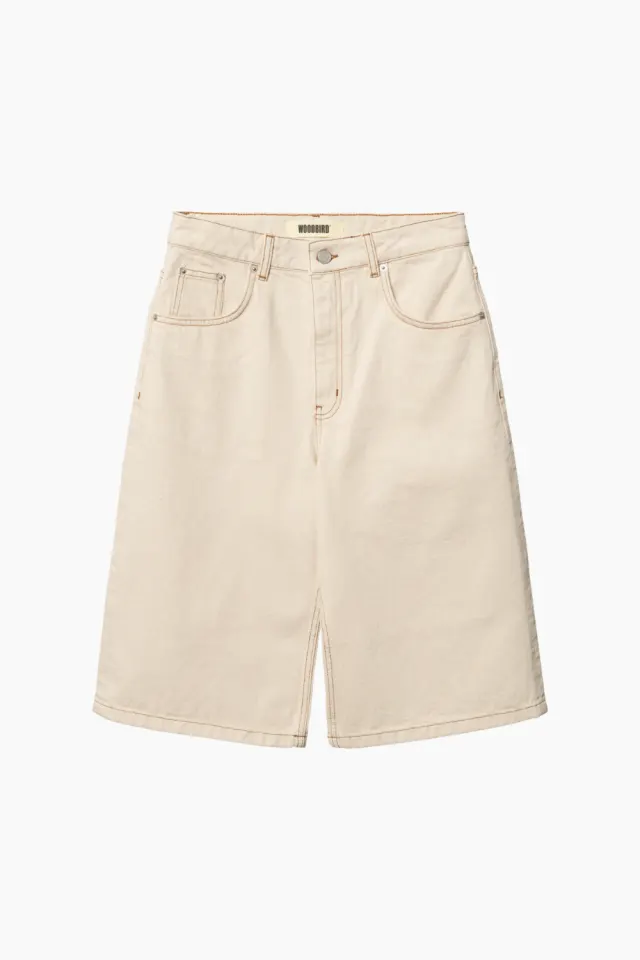 Woodbird WBShan OW Denim Shorts – råhvid — produktfoto