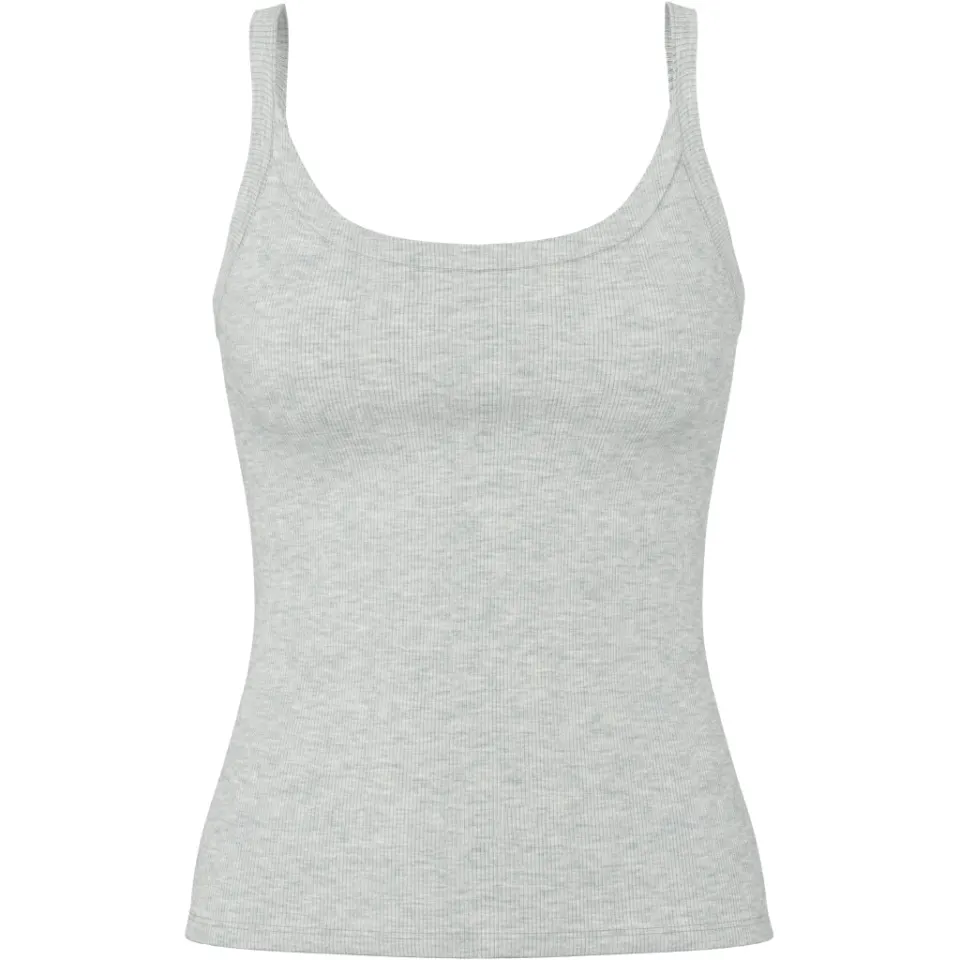Pieces top Pcmay i 95 % bomuld og 5 % elastan – Light Grey Melange — produktfoto