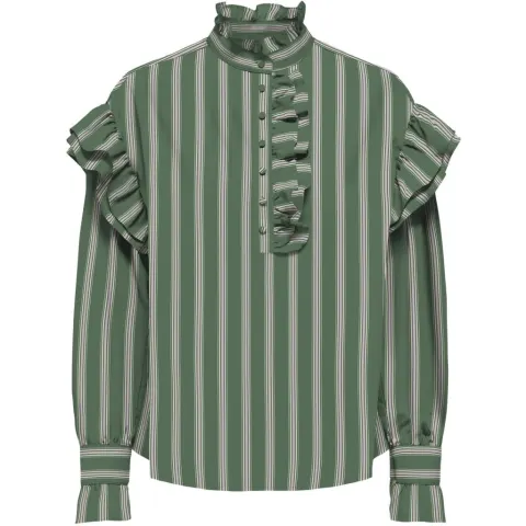 ONLY bluse Onlmalou – Hedge Green PINK LADY + BONE WHITE — produktfoto