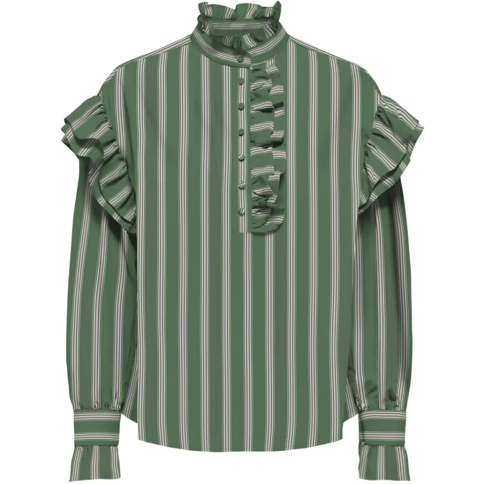 ONLY bluse Onlmalou – Hedge Green PINK LADY + BONE WHITE — produktfoto