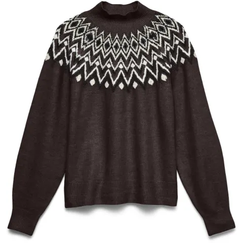 Vero Moda pullover Vmkarla – Chocolate Torte MELANGE W. BLACK + BIRCH — produktfoto