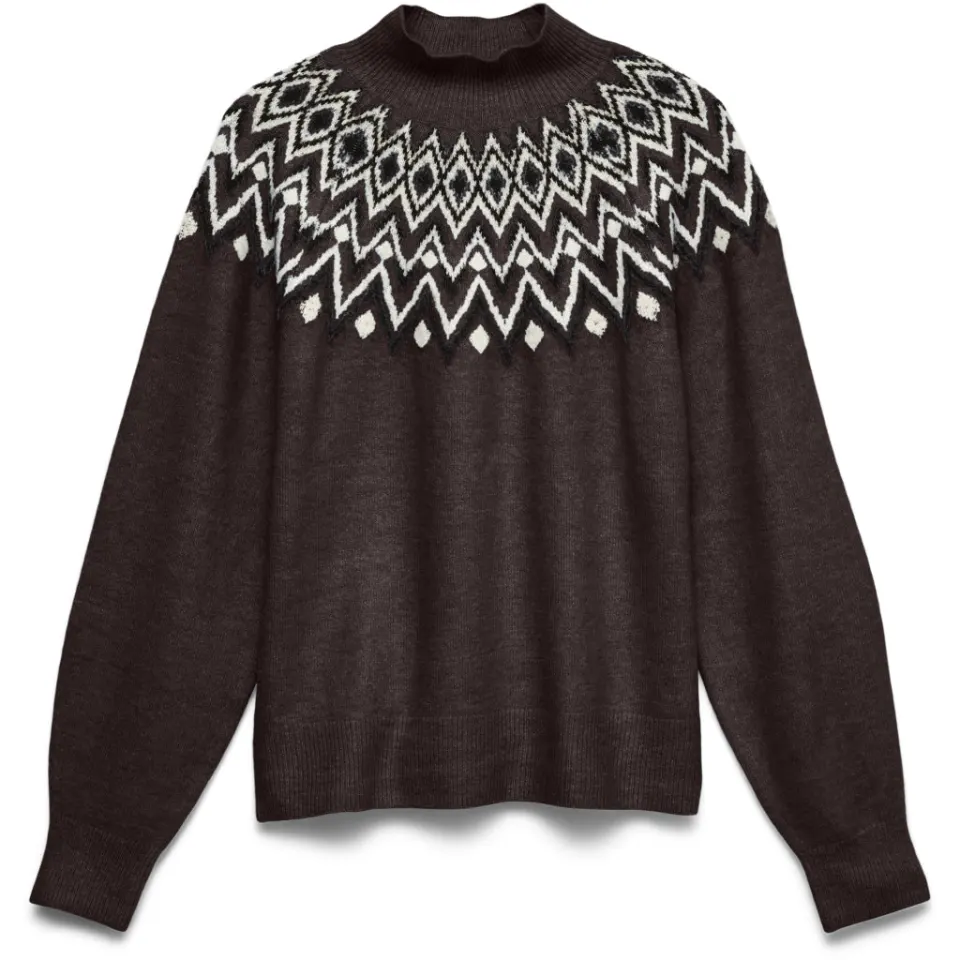 Vero Moda pullover Vmkarla – Chocolate Torte MELANGE W. BLACK + BIRCH — produktfoto