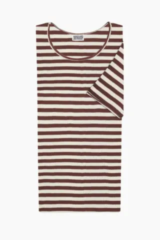 Nørgaard på Strøget 101 Short Sleeve Broadway – Brown/Ecru — produktfoto
