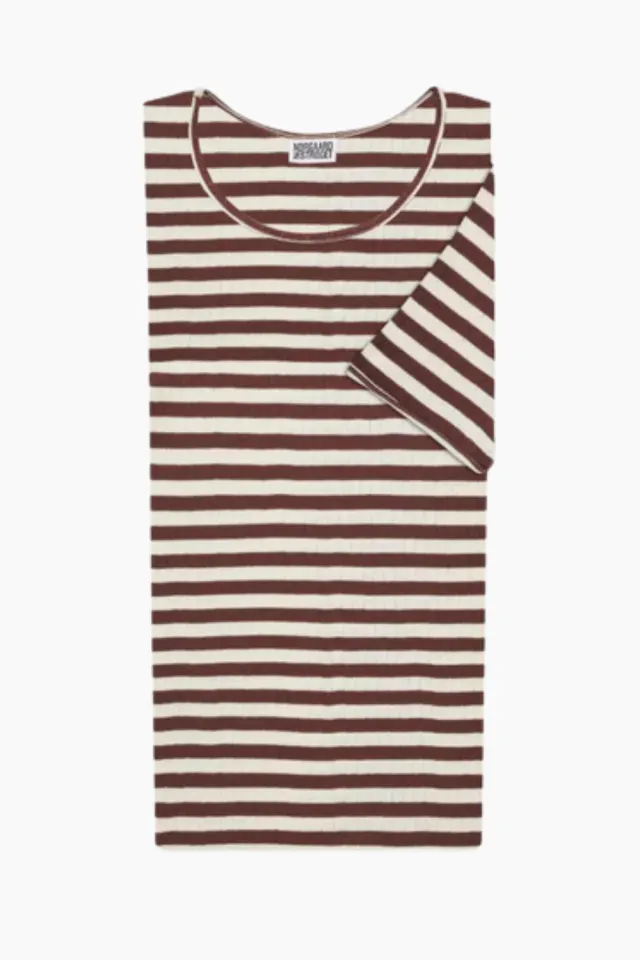 Nørgaard på Strøget 101 Short Sleeve Broadway – Brown/Ecru — produktfoto