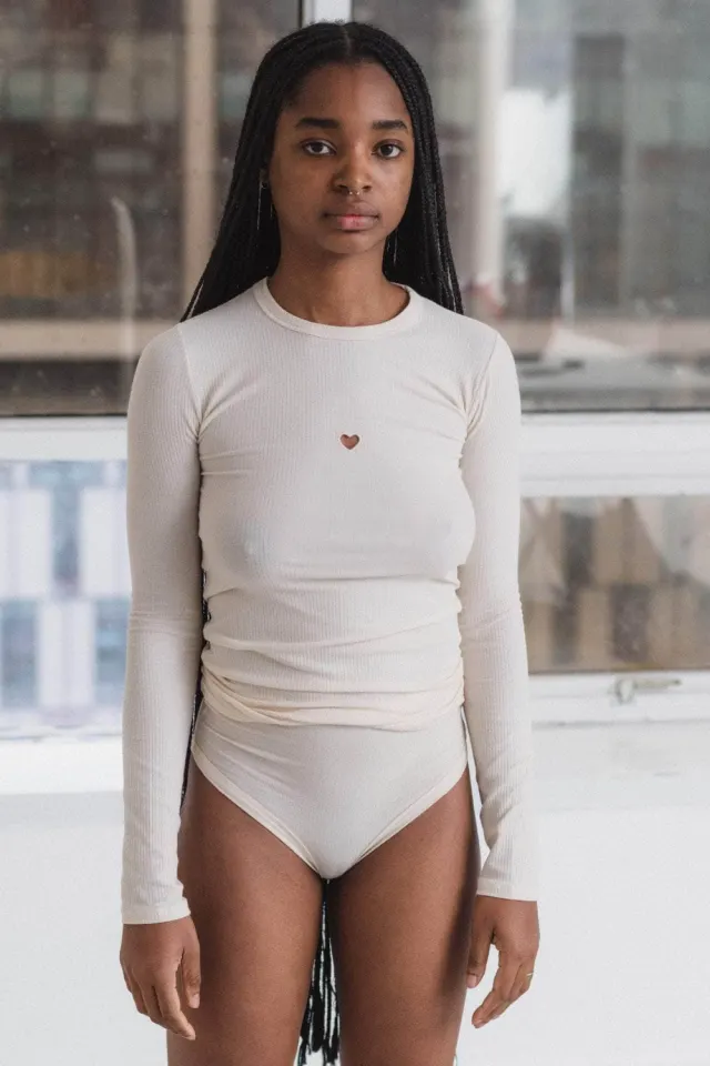 Baserange Heart Long Sleeve Tee Organic Cotton Rib – Undyed — produktfoto