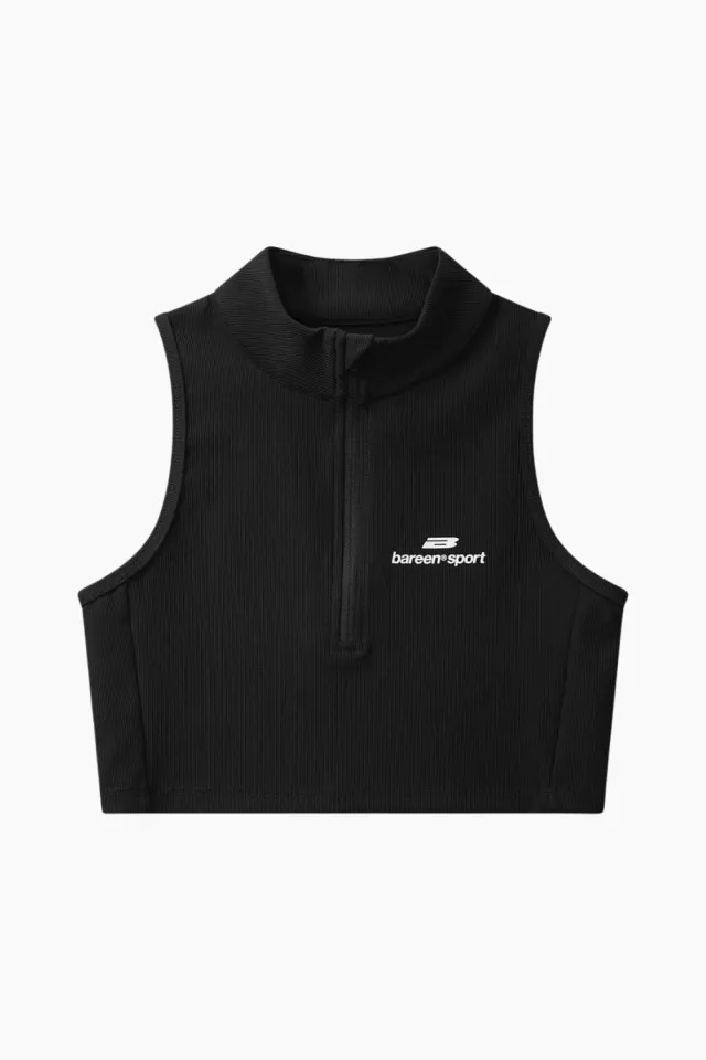 bareen Cropped Half-Zip Top – sort — produktfoto