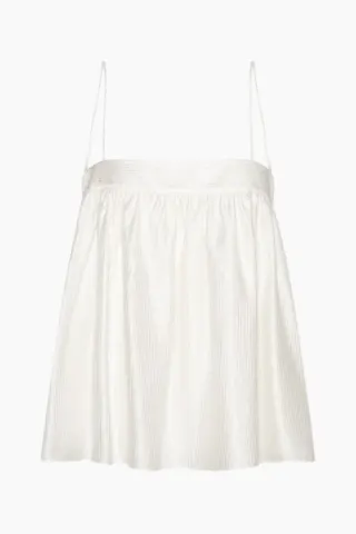 Rotate Striped Slip Top – Bright White — produktfoto